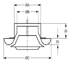 Ablufttellerventil DN 125 aus Kunststoff