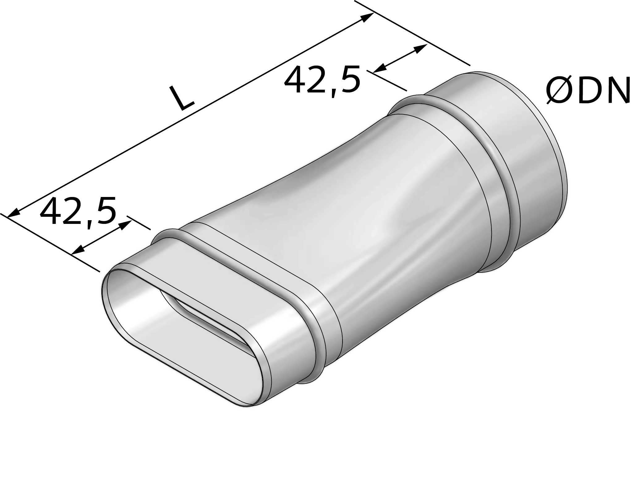 Reduzierung rund-oval