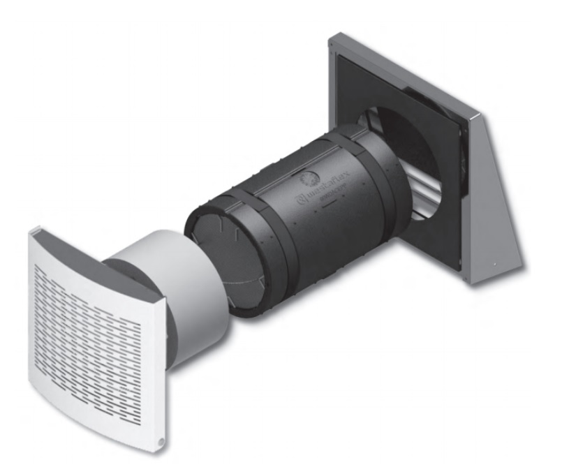 Dezentrales Wohnungslüftungsgerät Technikset mit Fassadenelement